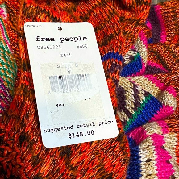 FINAL PRICE NWT,Free People Rare Heart crochet sweater dress,red/multi size S - Picture 15 of 15